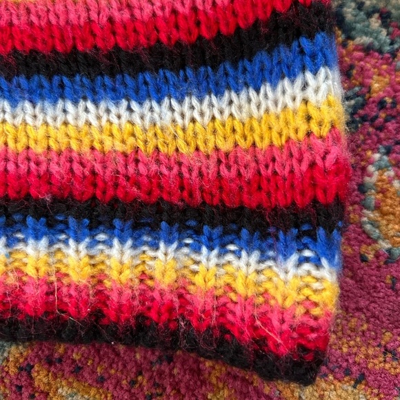 Golden Days Paris | Women’s rainbow tripped balloon sleeve pullover sweater, OS - Picture 6 of 16